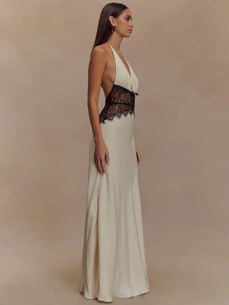 Elegant Lace V-Neck Maxi Dress