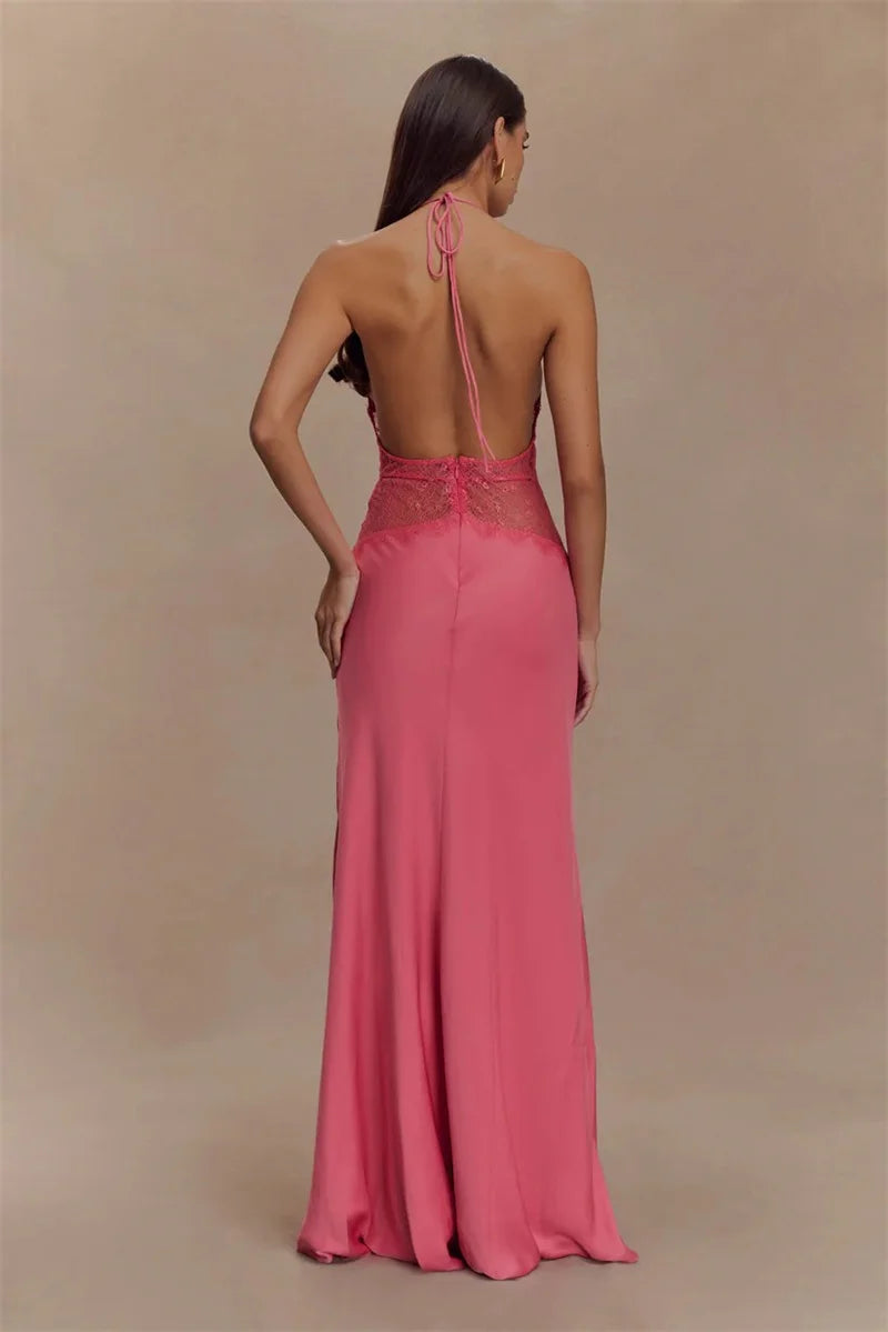 Elegant Lace V-Neck Maxi Dress