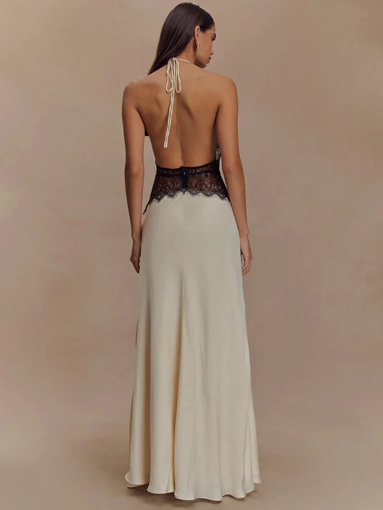Elegant Lace V-Neck Maxi Dress