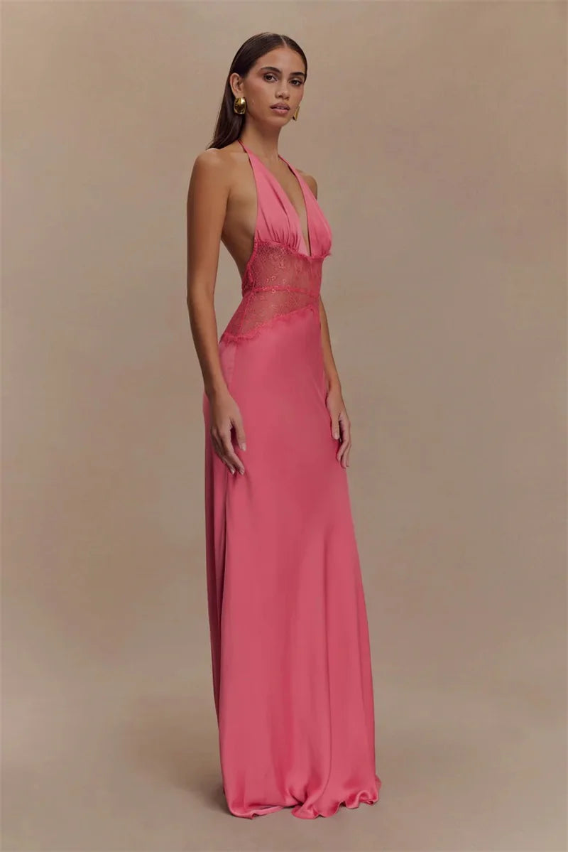 Elegant Lace V-Neck Maxi Dress