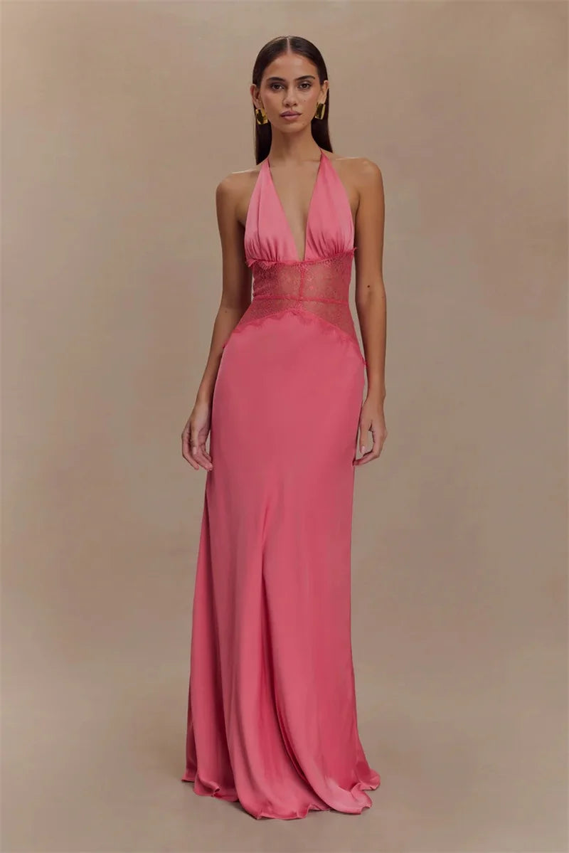 Elegant Lace V-Neck Maxi Dress