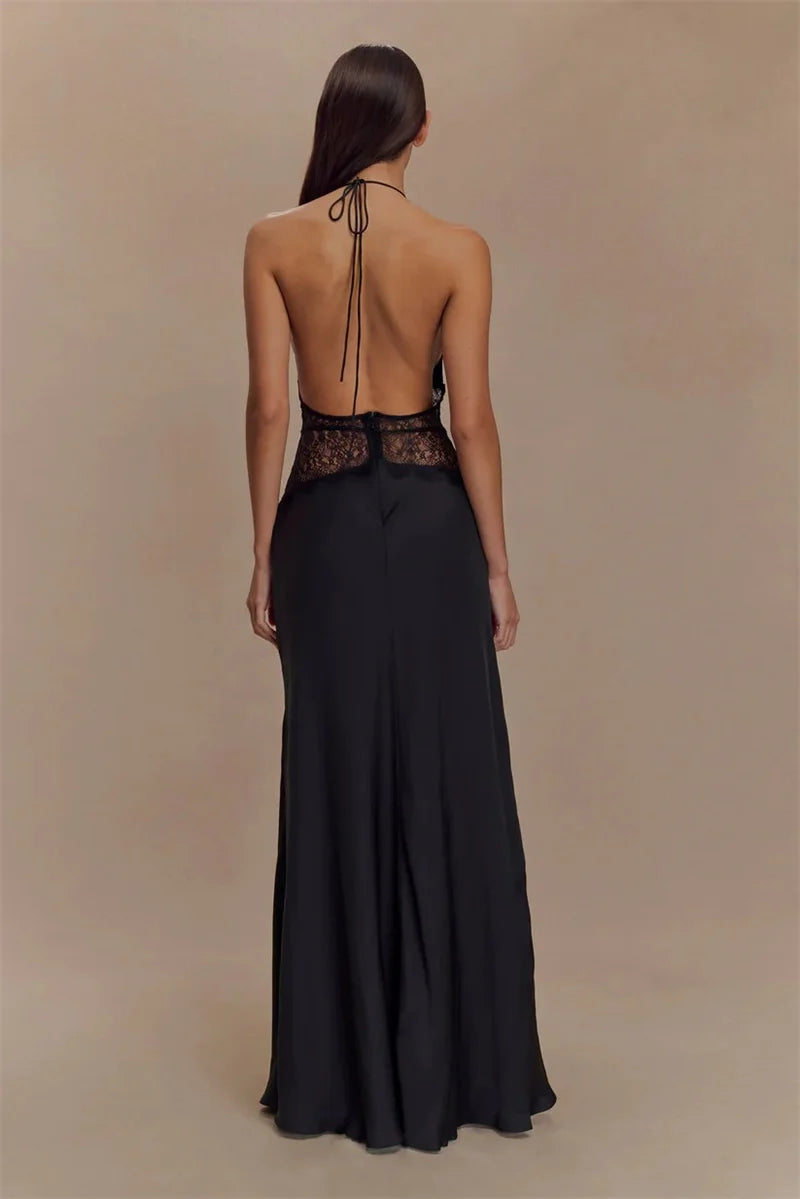 Elegant Lace V-Neck Maxi Dress